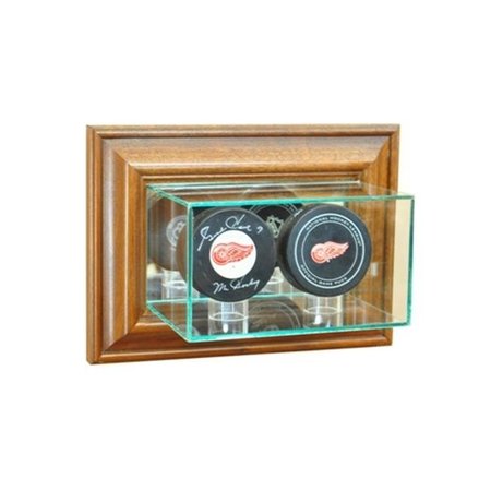 PERFECT CASES Perfect Cases WMDBPK-W Wall Mounted Double Puck Display Case; Walnut WMDBPK-W